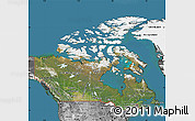 Satellite Map of Canada, desaturated, land only