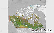 Satellite Map of Canada, lighten, desaturated