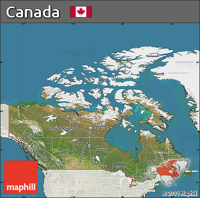 Satellite Map of Canada, lighten, land only