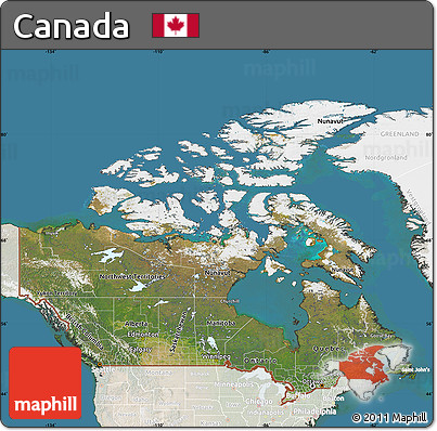 Satellite Map of Canada, lighten, land only