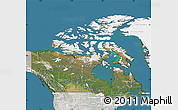 Satellite Map of Canada, lighten, semi-desaturated, land only