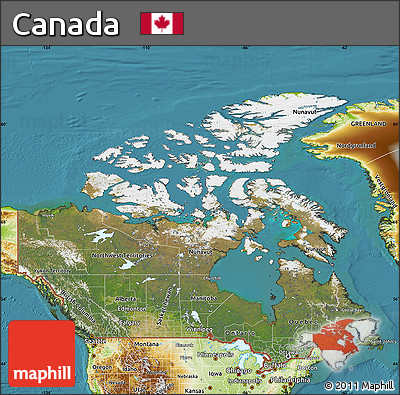 Satellite Map of Canada, physical outside, satellite sea