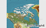 Satellite Map of Canada, physical outside, satellite sea