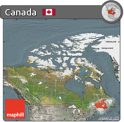 Satellite Map of Canada, semi-desaturated