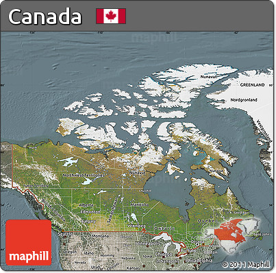 Satellite Map of Canada, semi-desaturated