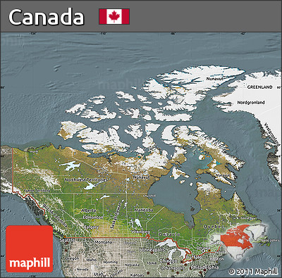Satellite Map of Canada, semi-desaturated