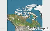 Satellite Map of Canada, semi-desaturated, land only