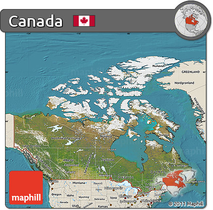 Satellite Map of Canada, shaded relief outside, satellite sea