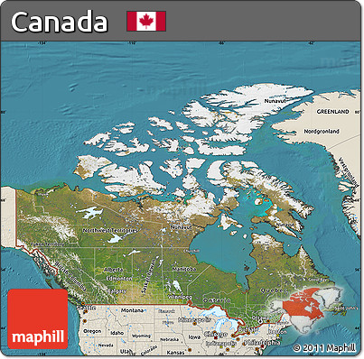 Satellite Map of Canada, shaded relief outside, satellite sea