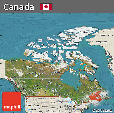 Satellite Map of Canada, shaded relief outside, satellite sea