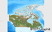 Satellite Map of Canada, single color outside, bathymetry sea