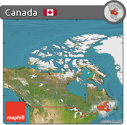 Satellite Map of Canada, single color outside