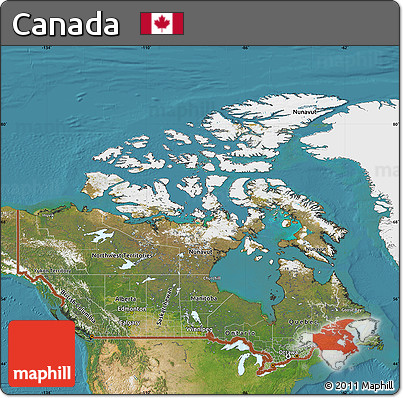 Satellite Map of Canada, single color outside