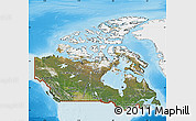 Satellite Map of Canada, single color outside, shaded relief sea