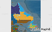 Political 3D Map of Newfoundland and Labrador, darken
