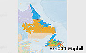 Political 3D Map of Newfoundland and Labrador, lighten