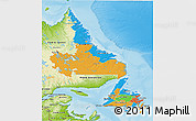Political 3D Map of Newfoundland and Labrador, physical outside