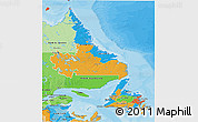 Political 3D Map of Newfoundland and Labrador, political shades outside