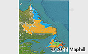 Political 3D Map of Newfoundland and Labrador, satellite outside