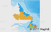 Political 3D Map of Newfoundland and Labrador, single color outside