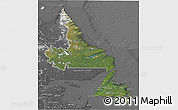 Satellite 3D Map of Newfoundland and Labrador, desaturated