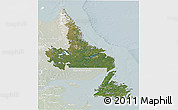 Satellite 3D Map of Newfoundland and Labrador, lighten