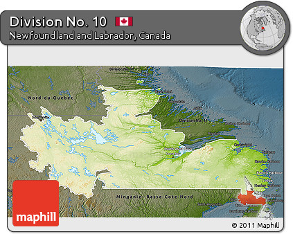 Physical 3D Map of Division No. 10, darken