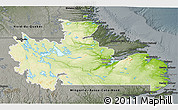 Physical 3D Map of Division No. 10, darken, semi-desaturated