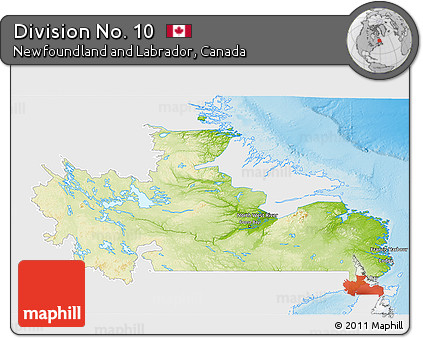 Physical 3D Map of Division No. 10, single color outside