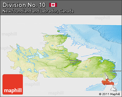 Physical 3D Map of Division No. 10, single color outside