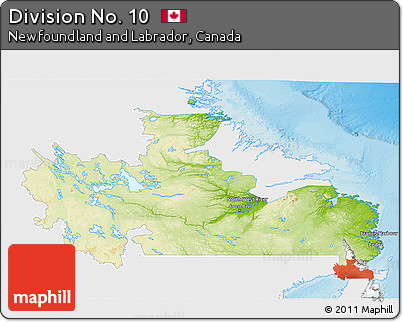 Physical 3D Map of Division No. 10, single color outside