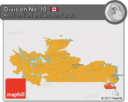 Political 3D Map of Division No. 10, cropped outside