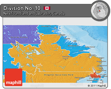 Political 3D Map of Division No. 10