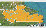 Political 3D Map of Division No. 10, satellite outside