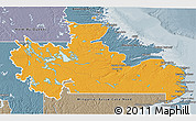 Political 3D Map of Division No. 10, semi-desaturated