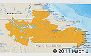 Political 3D Map of Division No. 10, shaded relief outside
