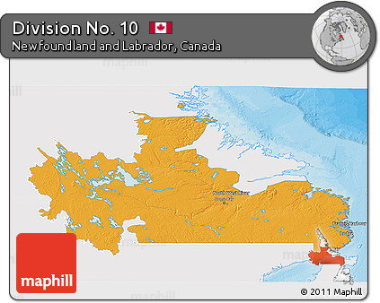 Political 3D Map of Division No. 10, single color outside