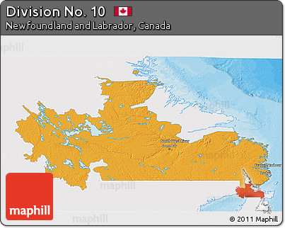 Political 3D Map of Division No. 10, single color outside