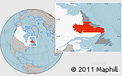 Gray Location Map of Division No. 10, highlighted country, highlighted parent region, hill shading
