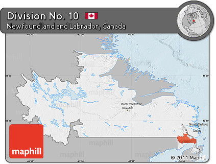 Gray Map of Division No. 10, single color outside