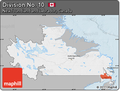 Gray Map of Division No. 10, single color outside