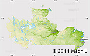 Physical Map of Division No. 10, cropped outside