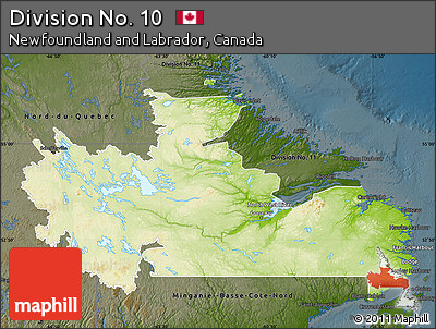 Physical Map of Division No. 10, darken