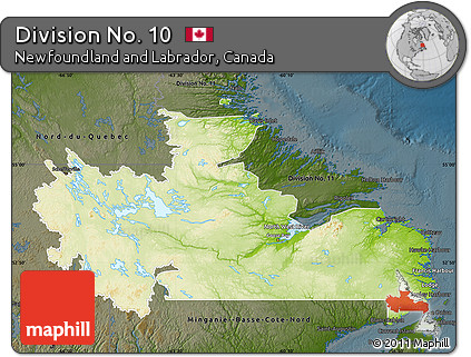 Physical Map of Division No. 10, darken