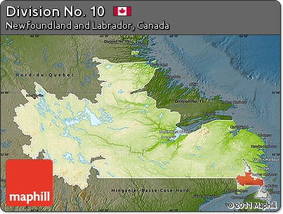 Physical Map of Division No. 10, darken