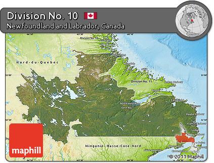 Satellite Map of Division No. 10, physical outside