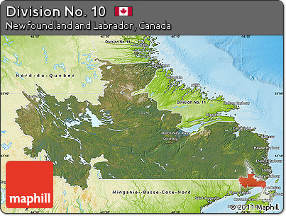 Satellite Map of Division No. 10, physical outside