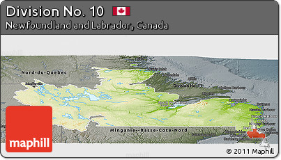 Physical Panoramic Map of Division No. 10, darken, semi-desaturated