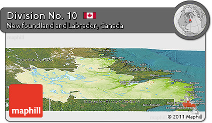 Physical Panoramic Map of Division No. 10, satellite outside