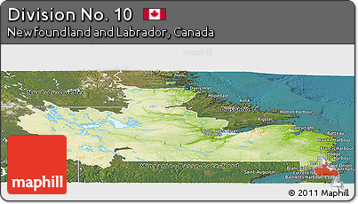 Physical Panoramic Map of Division No. 10, satellite outside